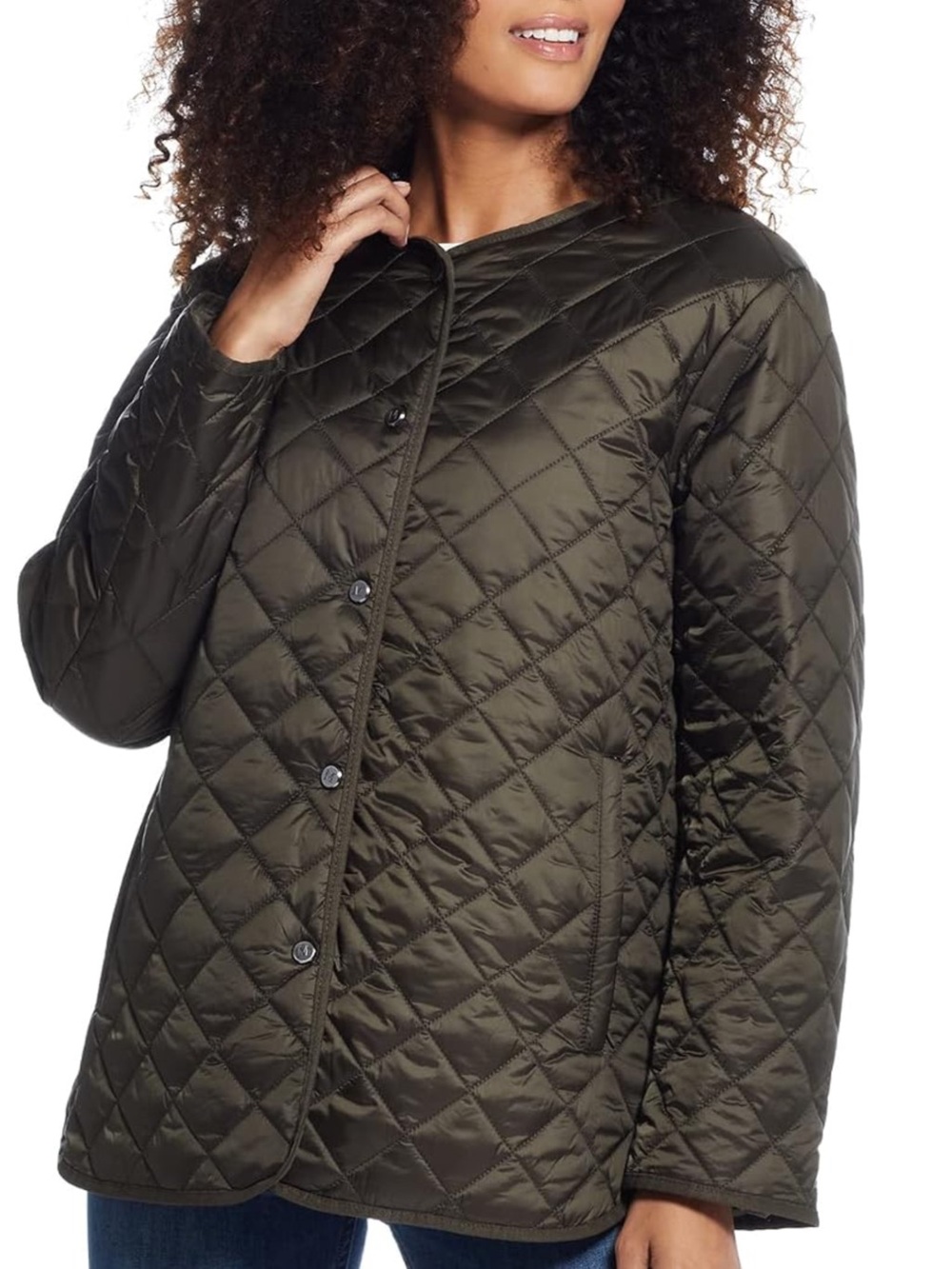 Martha Stewart Quilted Puffer Jacket - Olive Green